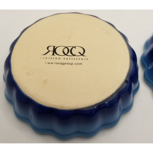 ROCQ Parisian Patisserie 5" Tart Flan Quiche Baking Ramekin Dish blue pair - Picture 9 of 11